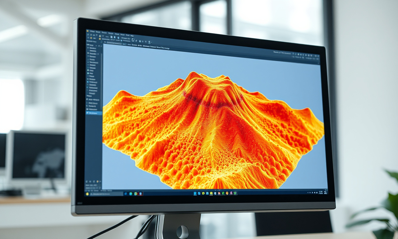 02 process - o que é aerofotogrametria - 6 Software de processamento fotogramétrico exibindo nuvem de pontos densa e modelo 3D